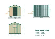 3.0L x 1.65W x 2.1H Greenhouse